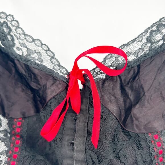 Nan Flower Womens VTG Vintage Coquette Whimsigoth Lace Cami Crop‎ Corset Top M - Picture 3 of 7